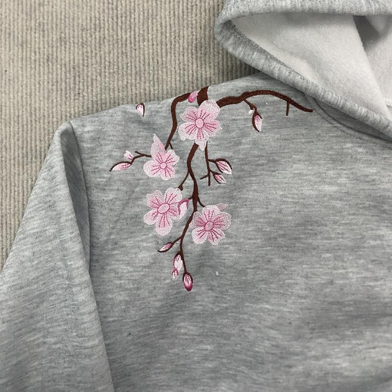 European and American autumn and winter personalized street flower embroidery retro men's and women's hooded cardigan