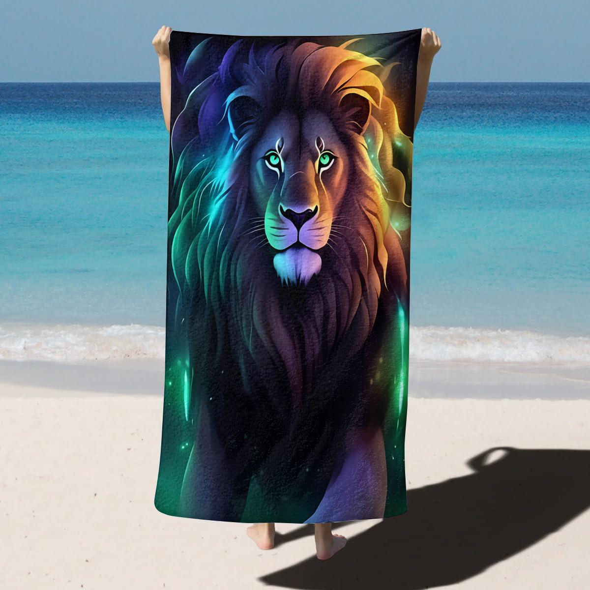

1PC Beach Lion Leopard pattern for family friends Gifts Towel Quick-Dry Beach Towel For Yoga Tourism Beach GYM Camping Swimming W30*H60(CM)