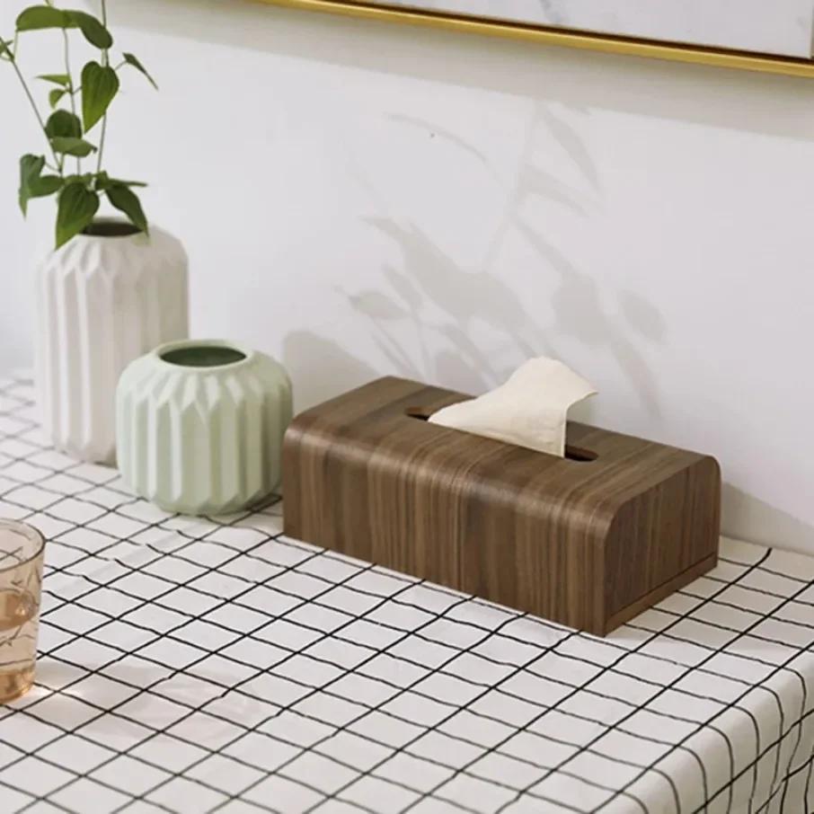 Living Room Tissue Box Walnut Wood Tissue Case Napkin Holder Paper Box Table Desktop Storage Box Wood Entoilet Paper Case