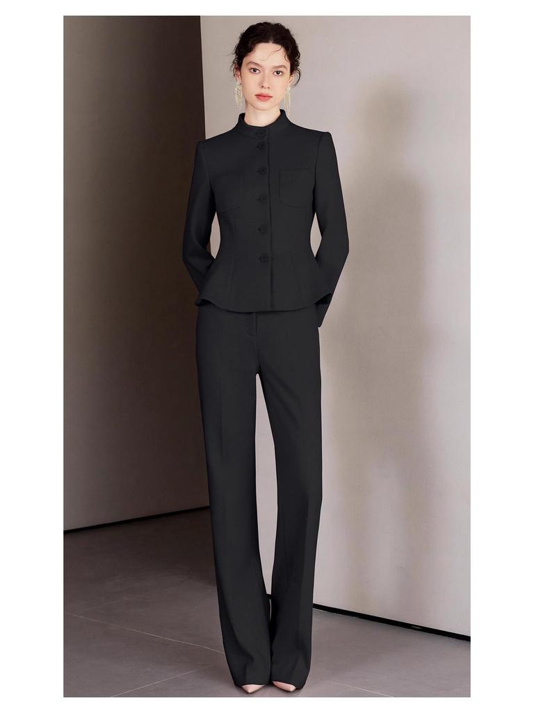 AD Winter Damen High-End Pink Wollmischung Blazer & Hosen Set - Elegantes Professionelles Outfit