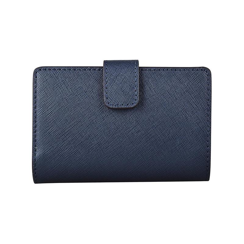 MICHAEL KORS Silver hardware snap closure leather wallet medium women's navy blue