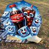 1 Stück Coca-Cola Eiswürfel Automatischer Öffnungs-/Schließschirm mit Winddichtigkeit, stabiles 8-Rippen-Dach, langlebige Rippen, modisches Design, Outdoor-Accessoire, lustiger Pr