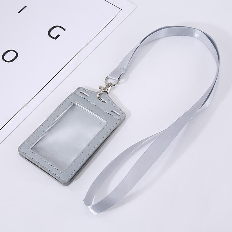 PU Leather Multi-function Card Holder Case for Work Badge Bus Pass ID Card Bank Card Credential Holder