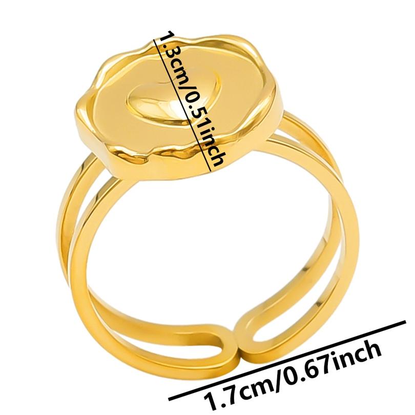 

Flower Heart Rings For Women Men Accessories 18k Real Gold Plated Stainless Steel Ring Fashion Layered Geometric Jewelry Anillos