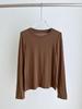 High-Quality Women's Lyocell Tencel Wool Long-Sleeve Base Layer Top, Wearable as Outerwear, with Round Neck.