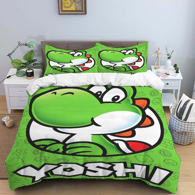 2026 New Super Mario Game-Themed Duvet Covers and Pillowcases – Suitable for Single, Double, Queen, and King Beds