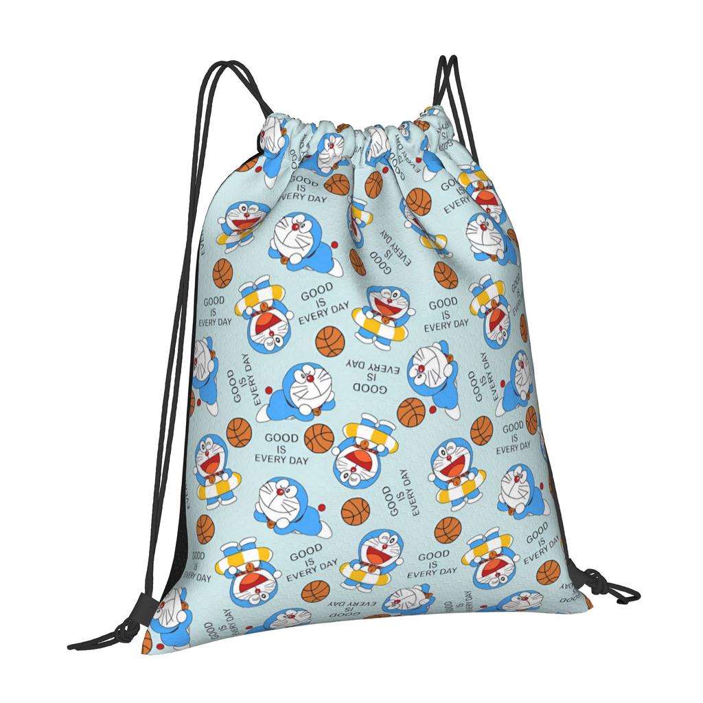 Custom D-Doraemones Drawstring Backpack Women Men Gym Sport Sackpack Foldable Cartoon Training Bag Sack