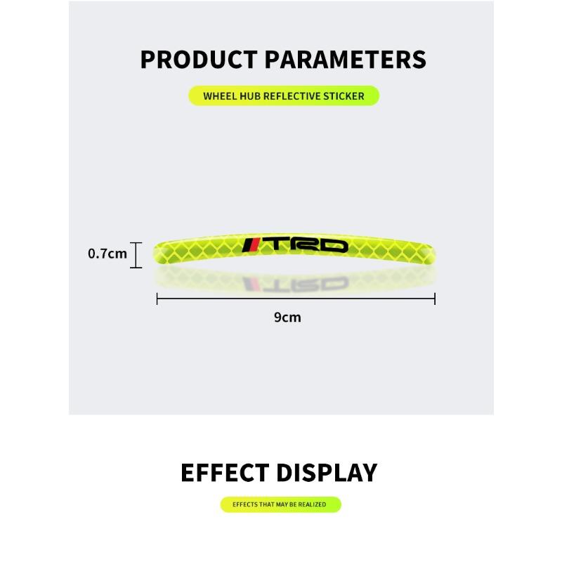 Car Wheel Tire Rim Hub Reflective Luminous Emblem Sticker Car Styling for Toyota TRD GR Gazoo Racing Corolla Yaris Chr Auris Rav4 Prius Prado Avensis