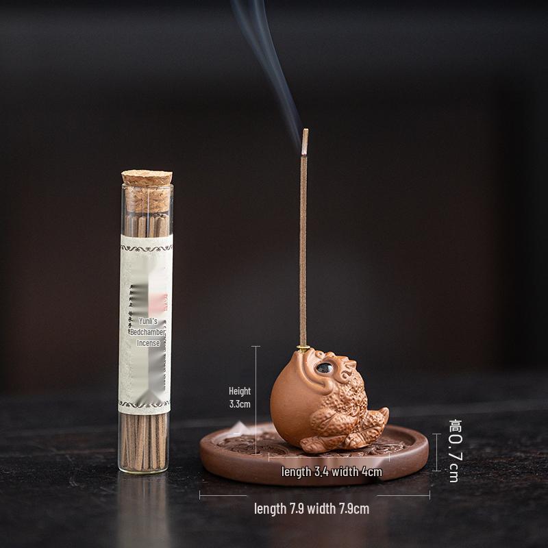 Purple Clay Golden Toad Incense Burner - Indoor Zen Tabletop Aroma Holder