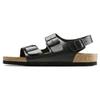 Milano Leather Soft Comfortable Thick Sole Buckle Beach Sandals Men Sandals Black 0034191