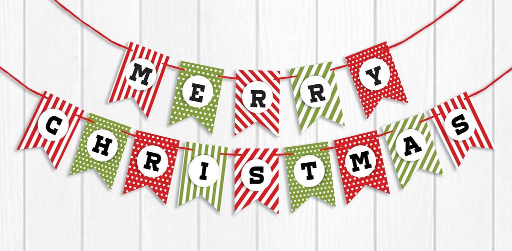 Inkdotpot Pre Strung Bunting Merry Christmas Banner Ready To Hang Kraft Rustic Wall Decor Bunting Flag