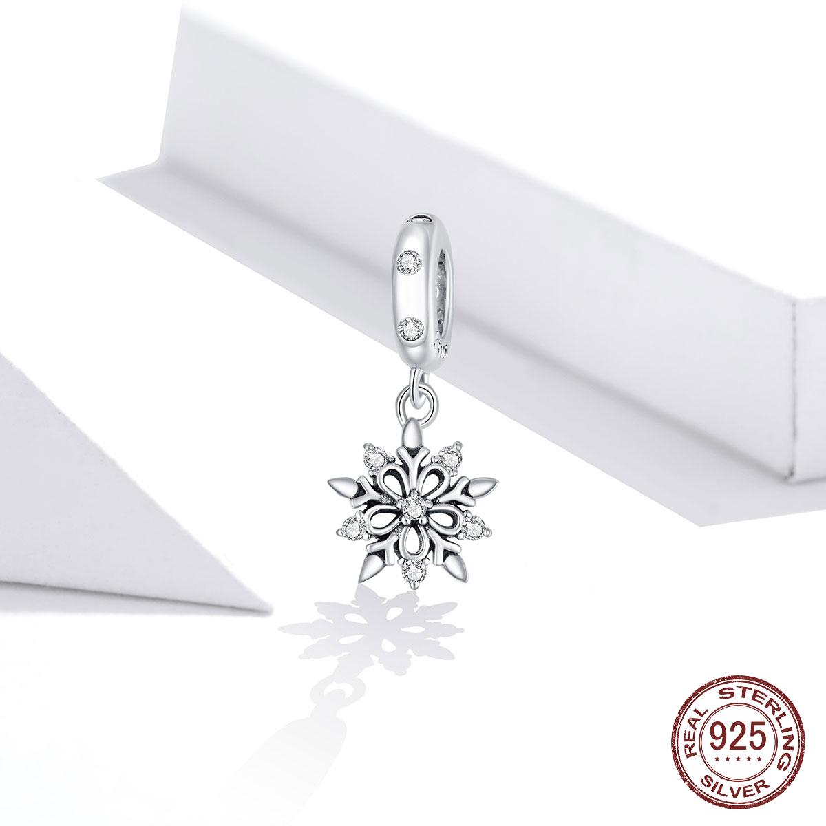 

925 стерлингового серебра кристалл снежинка серебряный шарм для оригинального браслета женщины DIY бисер ювелирные изделия изготовление