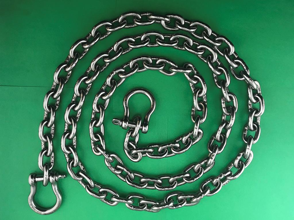 Stainless Steel Windglass Anchor Chain 316 6mm (1/4") DIN766 X 6' with Shackle