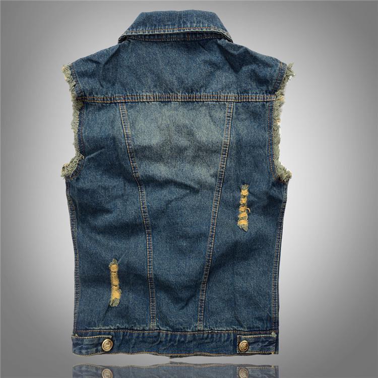 Trendy Plus Size Korean Style Men's Ripped Denim Vest