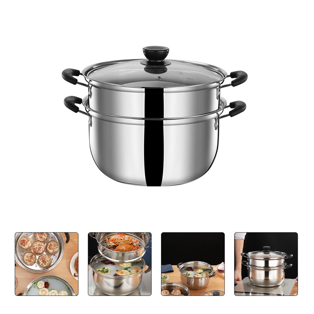 Stainless Steel Thickened Steamer Pot Non Stick Soup Pot Deep Kitchen Cookware Stock Pot Household Pot Gas Electric Stove