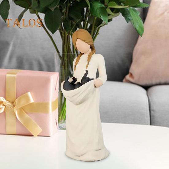 Frauen Schwarze Katze Figurine Schwarzes Kätzchen Harz Statue Skulptur Home Office Bücherregal Desktop Dekoration Ornament Katze Memorial Geschenke
