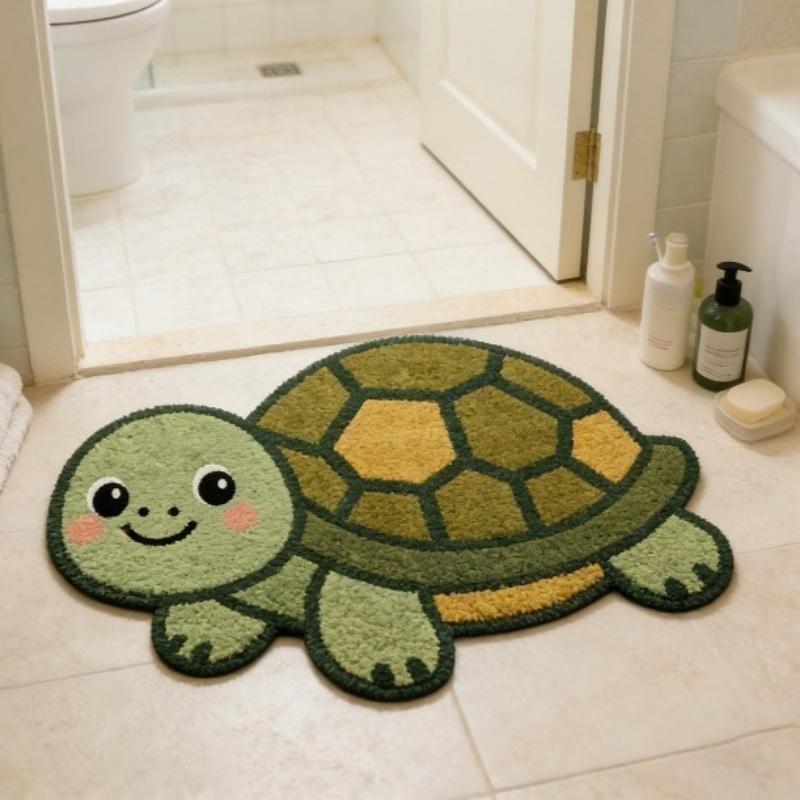Cute Turtle Shaped Area Rug Non Slip Soft Pet Themed Floor Mat for Living Room Bedroom Kids Room Decor Rug