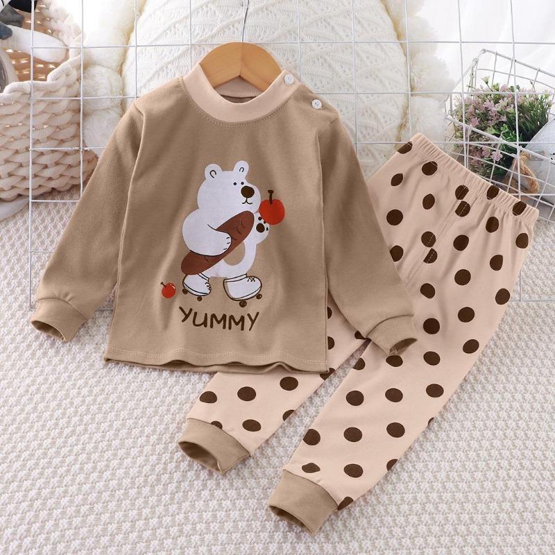 Winter Kids Long Sleeve O Neck T Shirt Pants Set Casual Baggy 2pcs Suit Cotton Cartoon Printes Outfit