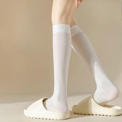 Ultra Thin JK Style Cream White Calf Socks for Women | Spring Summer Sheer Knee High Socks In Lolita Trendy Style