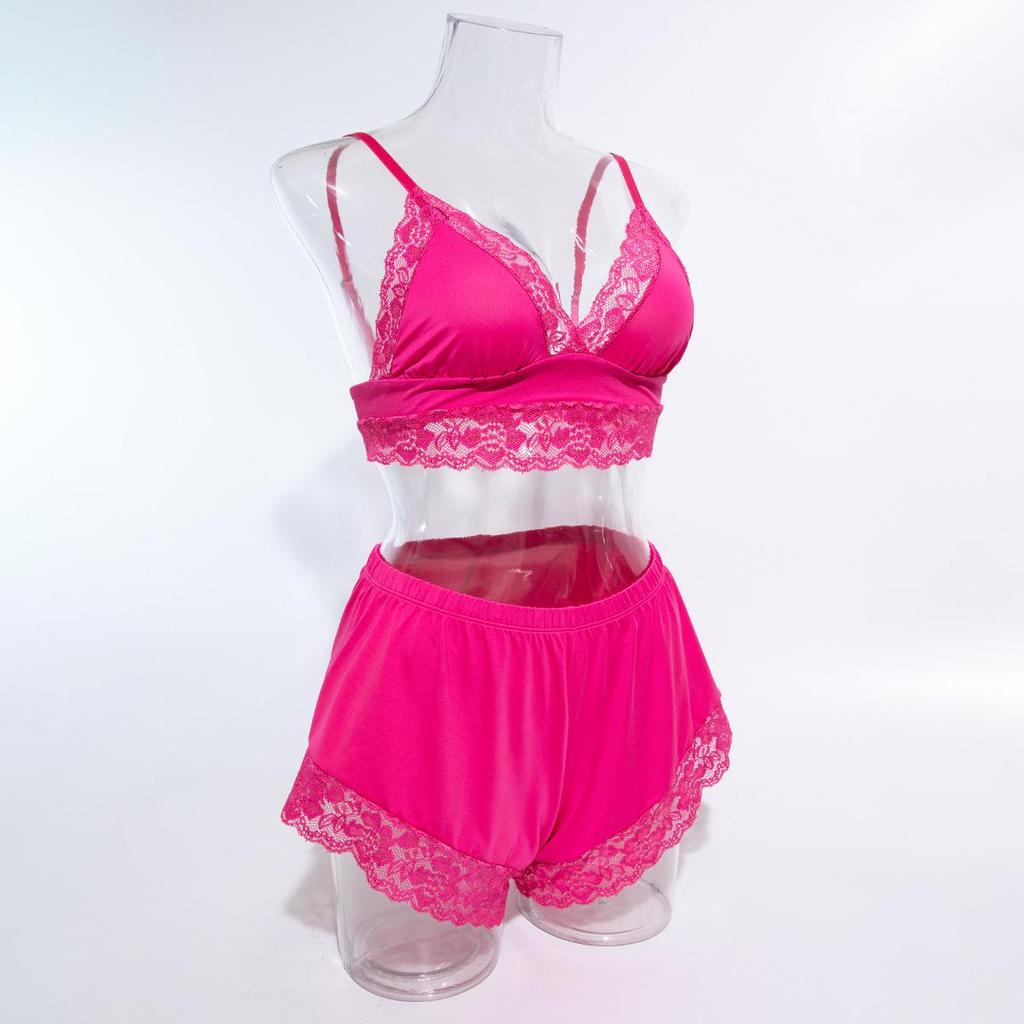 New Lace Patchwork Camisole & Shorts Pajama Set - Sexy & Comfortable Two-Piece for Women