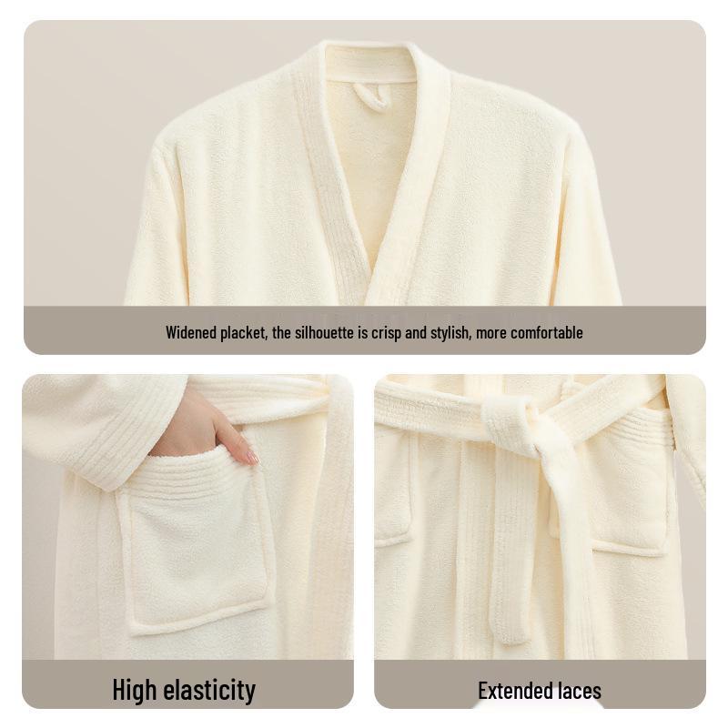 Women's Thick Antibacterial Quick-Dry Cloud Velvet Bathrobe - Autumn/Winter