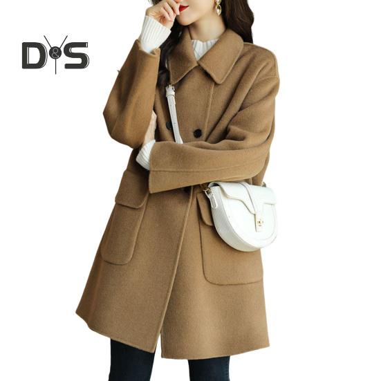 

Женская куртка с отложным воротником, длинными рукавами, двубортная ветровка, свободные карманы, средняя длина, для путешествий и поездок на работу, пальто M хаки