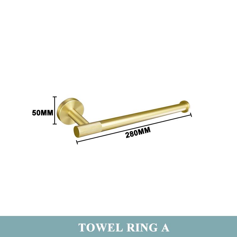 Brushed Gold 304 Stainless Steel Bathroom Set: Knurled Towel Rack, Towel Bar, Paper Holder, and Coat Hook