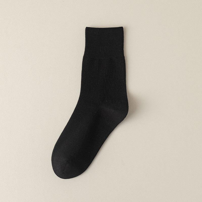 Female Spring and Summer Thin Pure Color Boneless Loose Mouth Sweat-absorbing Tube Cotton Socks