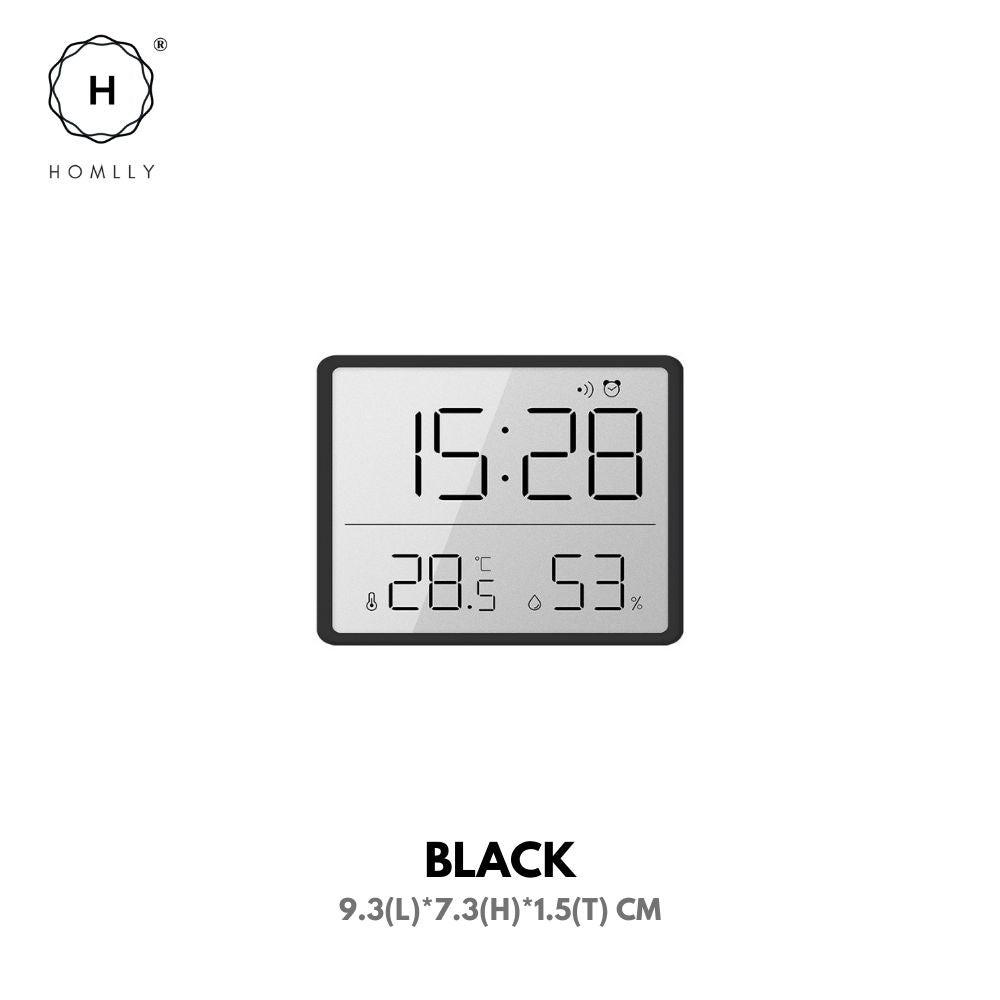 Homlly Smart Digital Alarm Clock with Stand Magnetic Attraction Indoor Temperature Humidity HD Screen Hour Date Black 9x7cm