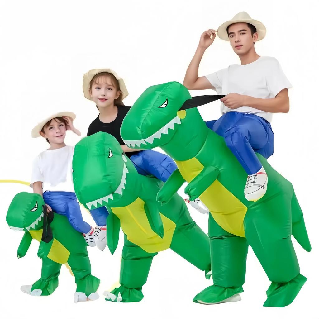 Aufblasbares Dinosaurier Kostüm Reit-Overall Cosplay Dino Lustige Kostüme für Mädchen Jungen Kinder und Erwachsene Purim Halloween