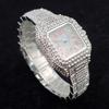 Luxury Diamond Watches for Women Fashion Silver Iced Out Square Wristwatch High Quality Bling Party Jewelry Clock Wedding Gift