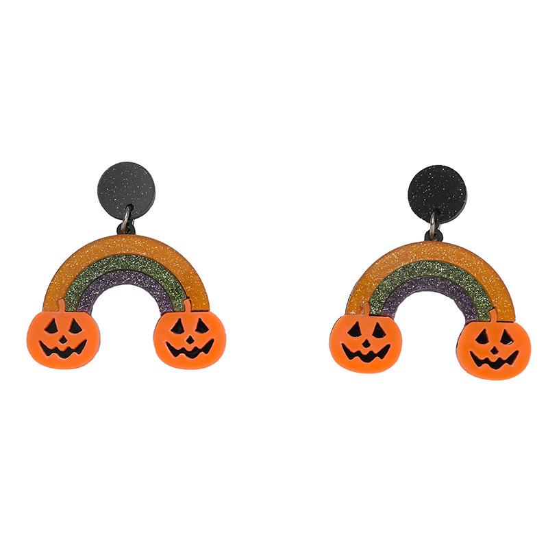 Scary Cute Ghost & Rainbow Skull Acrylic Asymmetrical Earrings