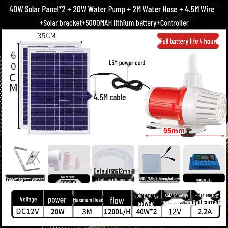 Solar Pond Pump Kit with Dual