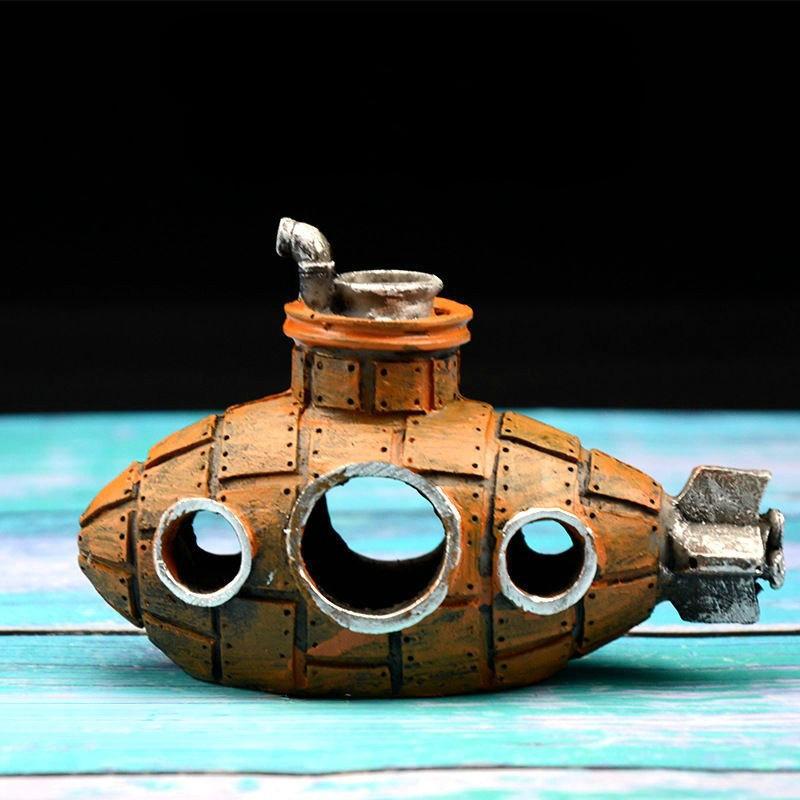

Аквариум Рыба Украшения для аквариума Пейзаж Подводная лодка Затонувший корабль Винтажный дизайн из смолы Лодка Аквариум Аксессуары Украшения для дома оранжевый