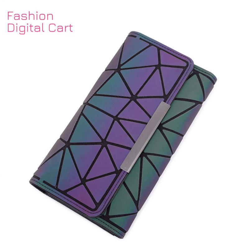 Women Wallet Clutch Female Long Noctilucent Purse Geometric Zipper Glowing Phone Wallet Ladies Fashion Luminous Clutch