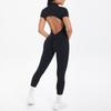 New Tight Fitting Backless Hollow Short Sleeved Pants Jumpsuit, Sports Running Fitness Jumpsuit, Yoga Suit