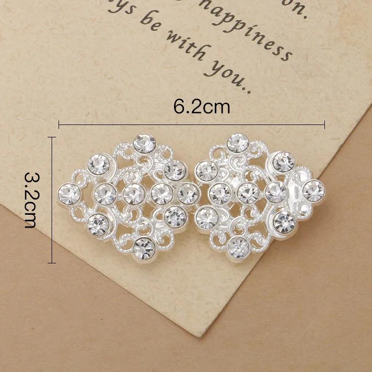 1 Pair Connectors Clasps Rhinestone Buckle Metal Button Waist Extender Hooks Eyes Clasps Fastener for Clothes