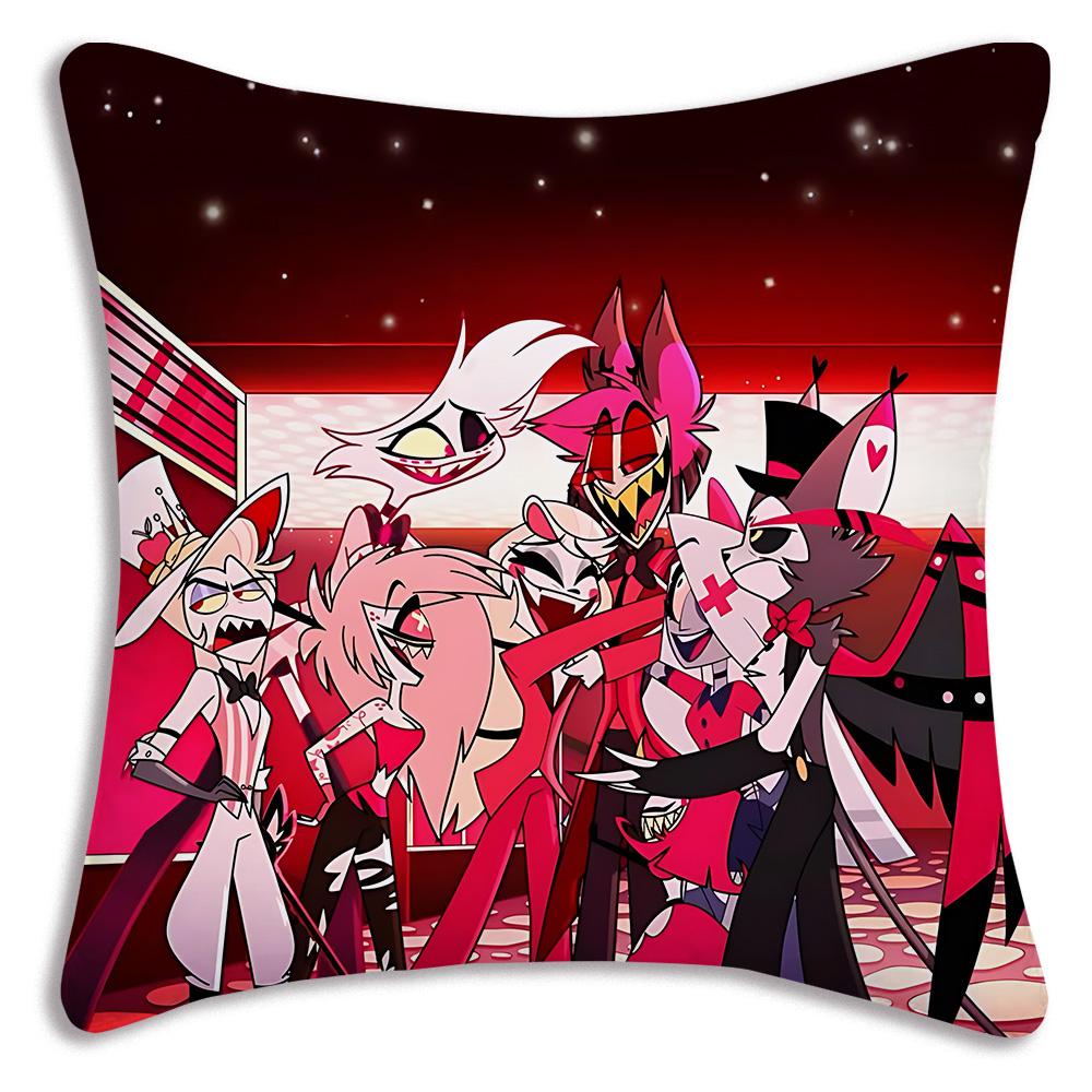 Anime H-Hazbins H-Hotel Pillow Covers Cartoon Sofa Decorative Home Double-sided Printing Short Plush Cute Cushion Cover