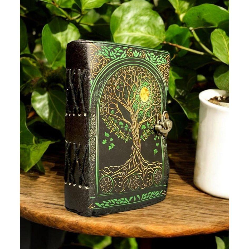 leather journal, Print Tree of Life Journal, Blank spell book book of shadows Leather Celestial Gifts For Him Her