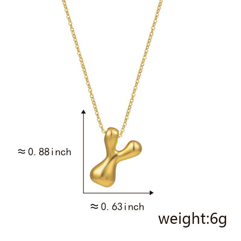 Cute Smooth Letter Necklace, Chubby Pendant, European and American Fashionable and Simple Collarbone Chain