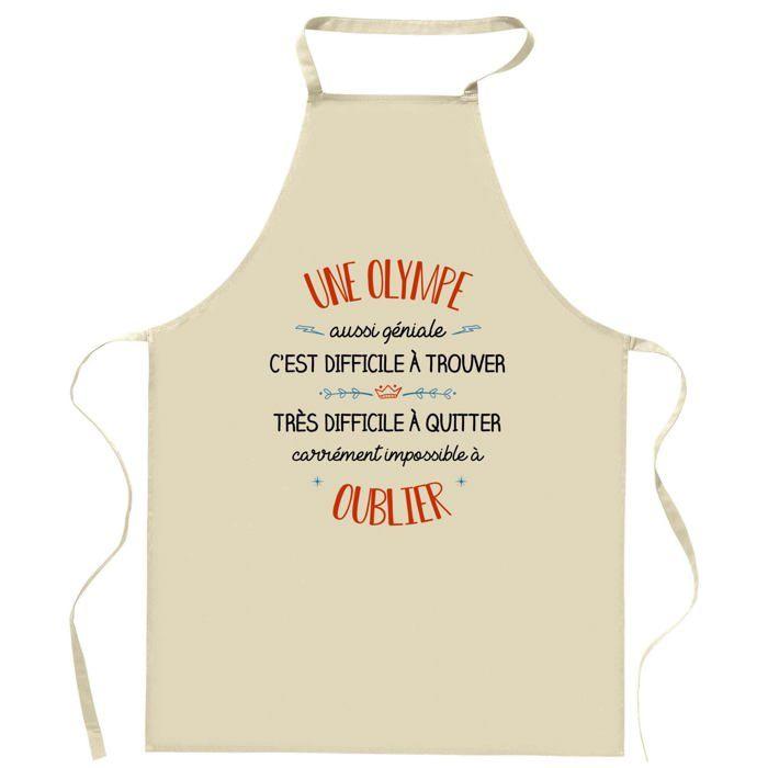 Planetee Tablier de cuisine Une Olympe Aussi Géniale | Cadeau Original Humour pour Cuisinière Vêtement Blouse de protection Barbecue