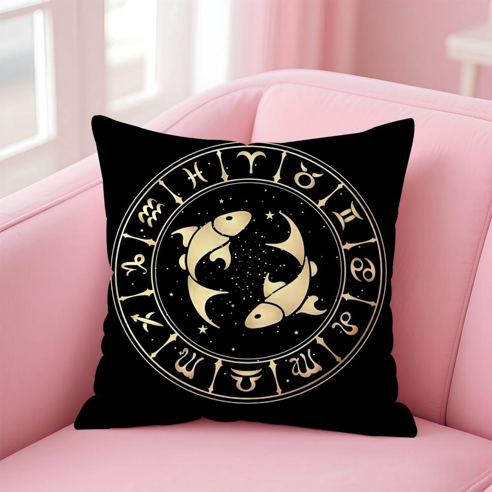 Luxury Twelve Constellation Cushion Cover Home & Car Multi-Scene Pillow Cover - Reversible, Soft & Durable for Daily Use