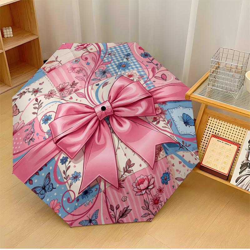 

Floral Painting Theme Automatic Umbrella Compact 8-Rib Design Sturdy Construction Durable Umbrella Stylish Accessory