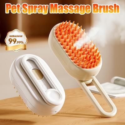 3 In 1 Cat Dog Pet Spray Massage Brush One Button Steam Spray Folding Rotatable Grooming Tool Hair Bath Hair Removal Brush Comb
