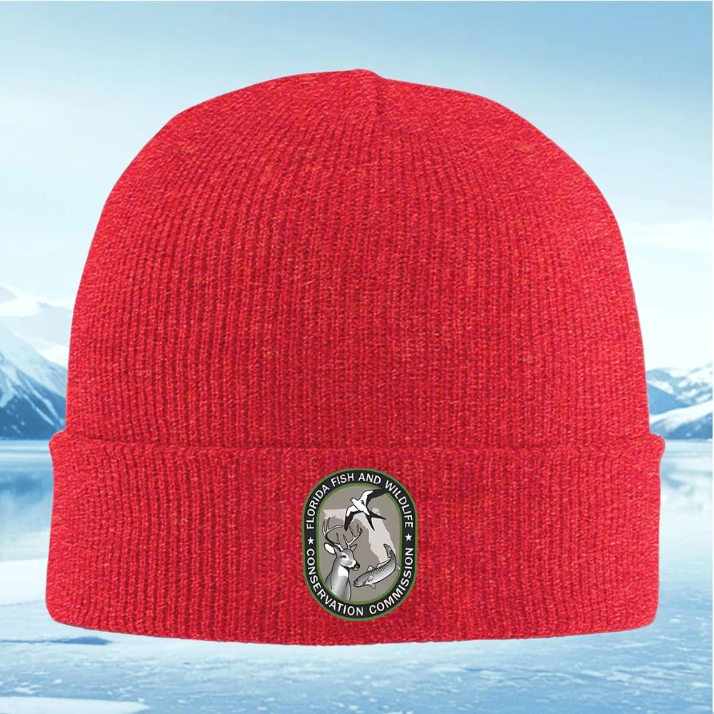 Deerfishbirdstatecommission logo Unisex Women Unisex Knitted Hat Beanie Pullover Cap Winter Thermal Warm Christmas Outdoor Cycl