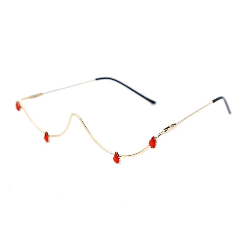 Hip Hop Rhinestones Sunglasses Stylish Decorative Eye Glasses Half Frame W Shape Live Show Party Photo Props