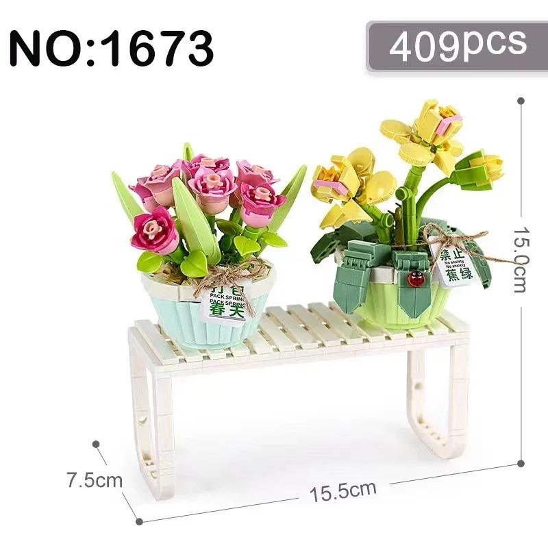 

TOYLINX Mini Romantic Bouquet Potted Building Blocks - DIY Creative Blocks, Realistic Flower Decor Ornaments