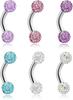 6PCS Short Bar CZ Skull Hand with Gem Ball Stainless Steel Belly Button Rings Navel Rings Barbell Eyebrow Body Piercing Jewelry