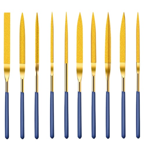 Bestgle 10-Piece Sharpening File Set, Diamond File, Titanium-Coated Metal File, Bar File, Metal, Iron File, Wood File, Hobby File, Metal File Set, Pre