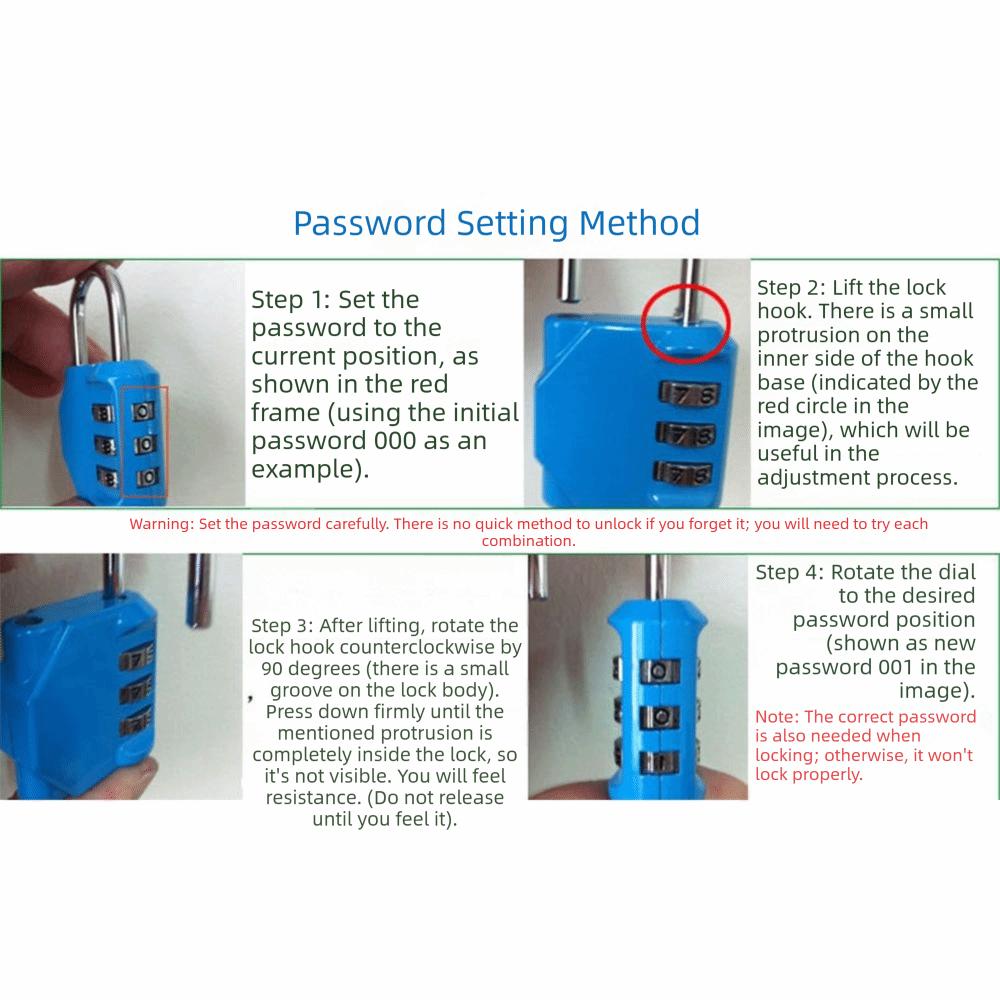 Security Waterproof Resettable Travel Accessories Password Lock 4 Dial Digit Padlock
